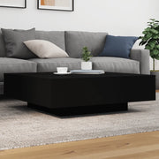 Tavolino da Soggiorno con Luci LED-Tavolino da Salotto-Tavolo Nero 100x100x31 cm
