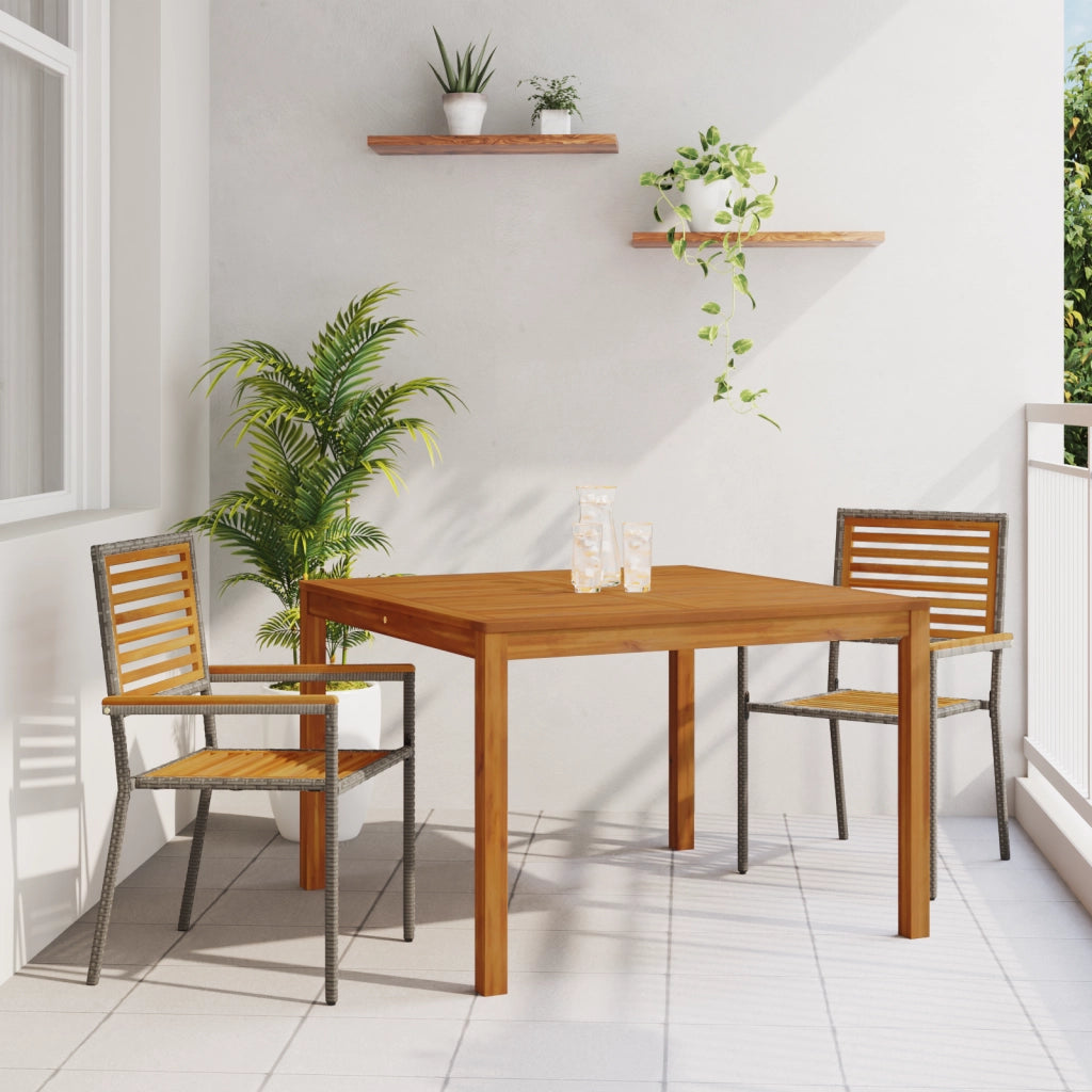 Set da pranzo da giardino 3 Pezzi  Rattan Poly Grigio Acacia
