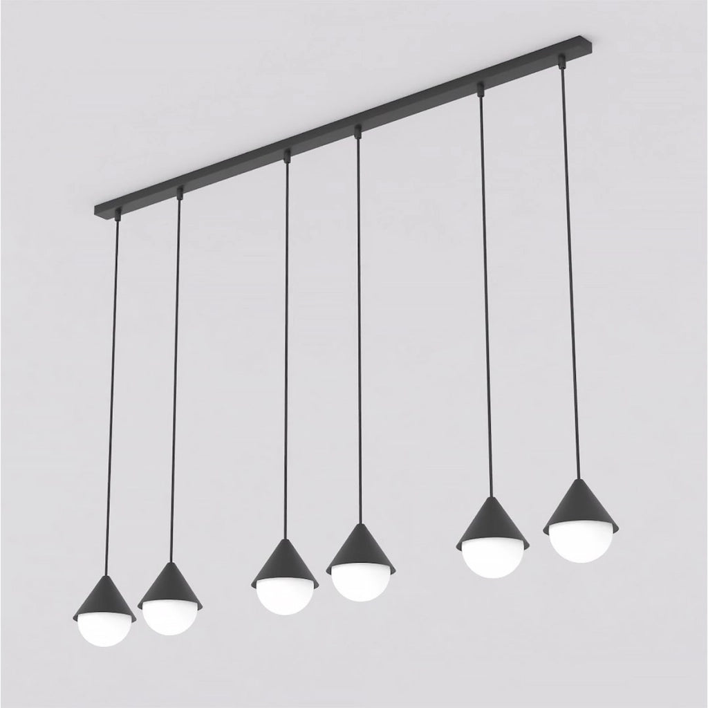 Lampada a sospensione Giro in acciaio nero e vetro
