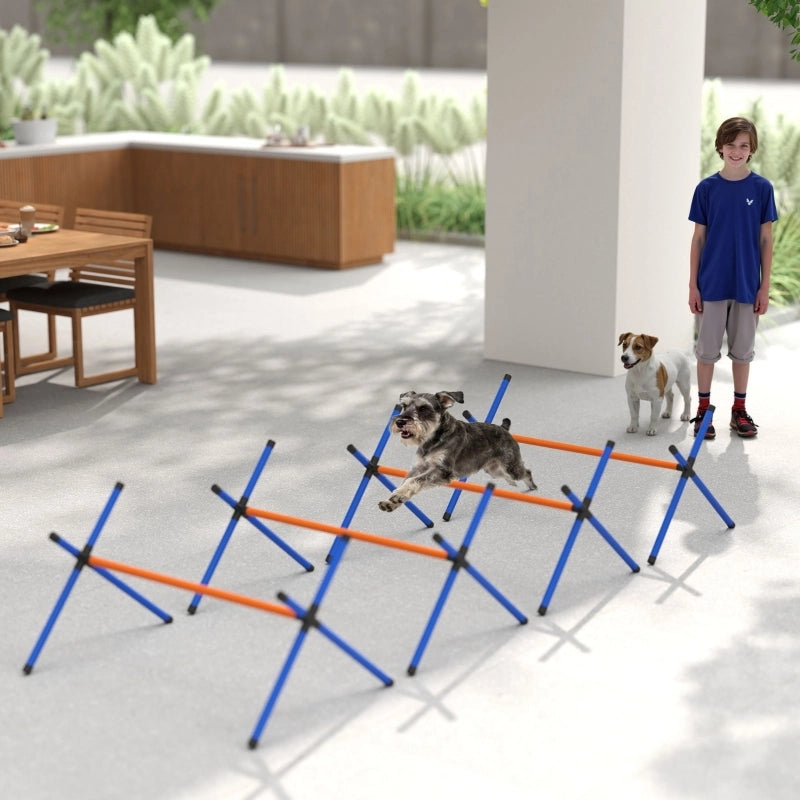 Kit di agility per cani, composto da 4 pezzi con ostacoli, borsa per il trasporto e struttura di allenamento regolabile in altezza per cani di