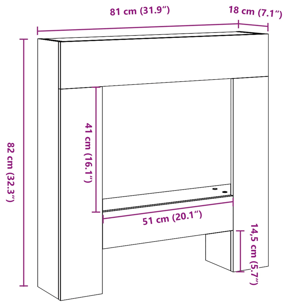 Cornice per Camino Bianca 81x18x82 cm in Truciolato CFW6780031