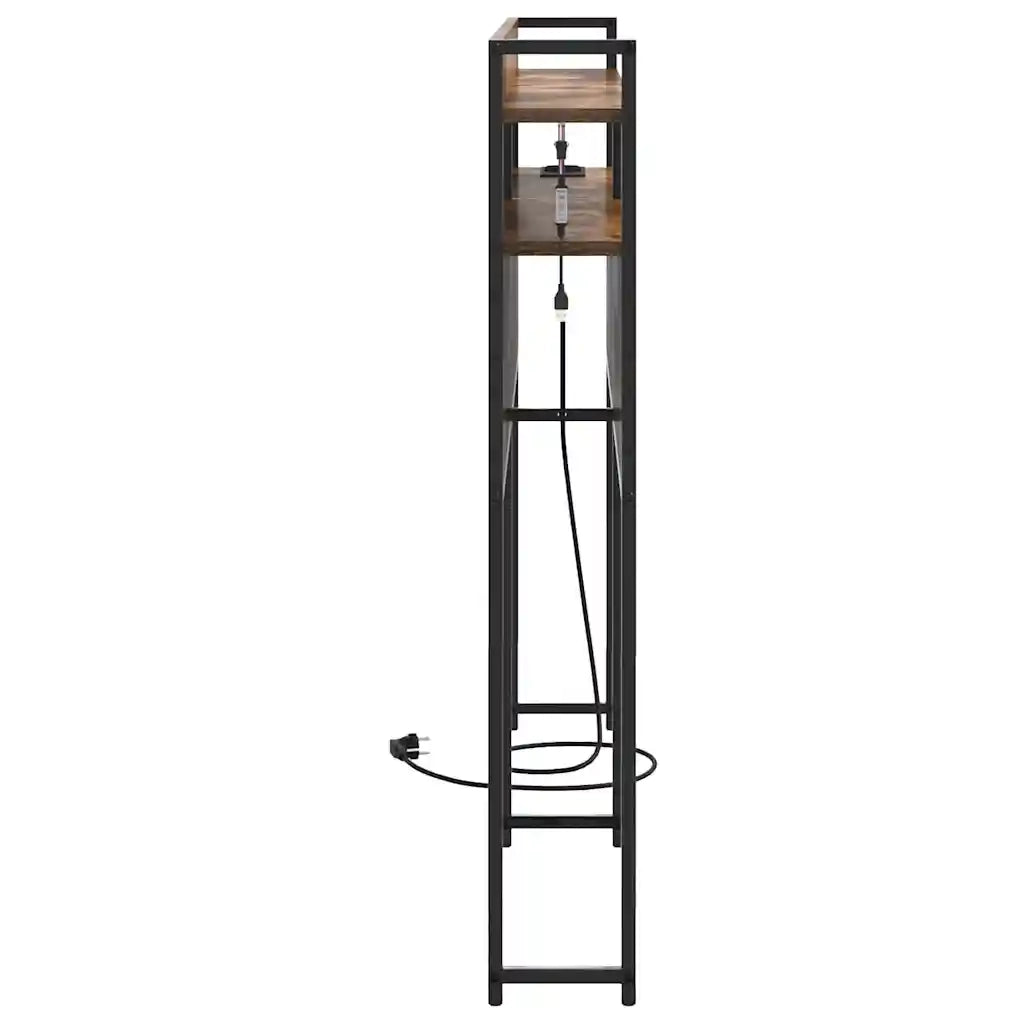 Testiera con lo scaffale-Testata contenitore Rovere fumo 120 cm Legno multistrato