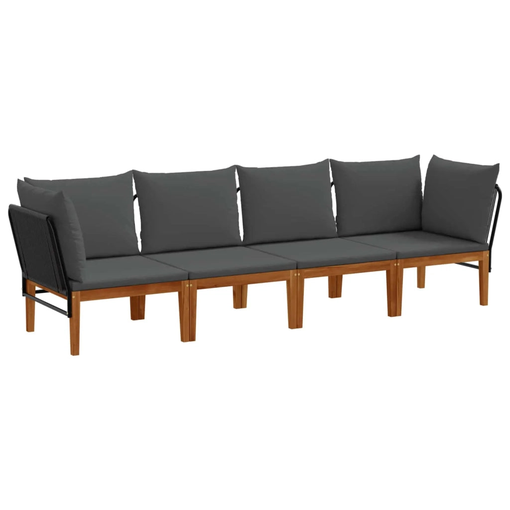 4 pcs Legno massiccio di acacia e corda Naturale 3407746