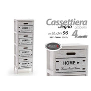 Cassettiera multiuso stretta legno bianca home cm 30 x 24x 96 h