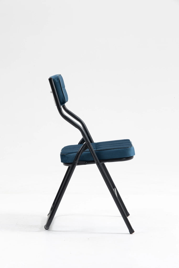 SEDIA Pieghevole Imbottita in velluto blu Set da 2 pezzi