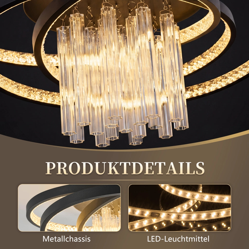 ZMH Plafoniera LED moderna rotonda nera luce bianca calda 3000K 40W lampada in vetro per corridoio ufficio o studio