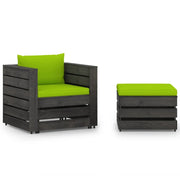 Set Divani da Giardino con Cuscini 2 pz Legno Impregnato Grigio cod mxl 51243