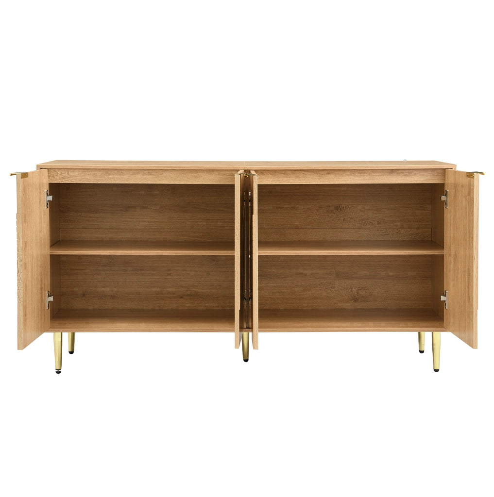 Credenza moderna 140x40x72 cm in MDF naturale a 4 ante