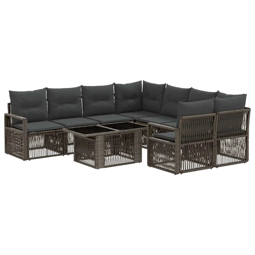 Set Divano da Giardino 9 pz Grigio e Grigio Scuro polyrattan 3437069