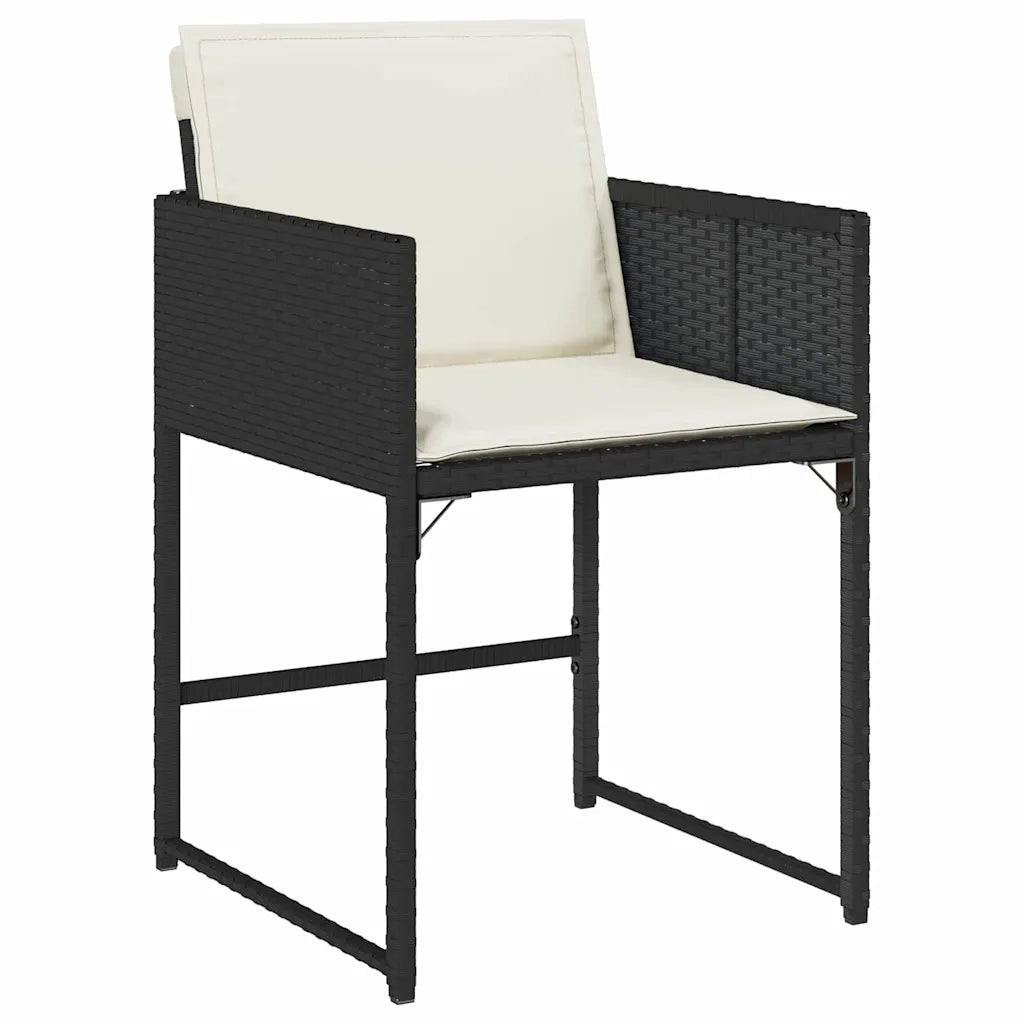 Set da Pranzo per Giardino con cuscino 5 pcs Nero polyrattan 3380005