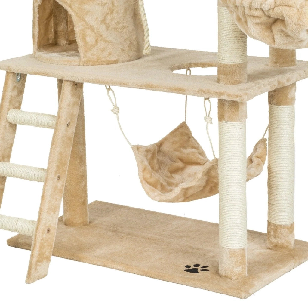 Tiragraffi albero per gatti cuccia per gatti giocattolo animale di peluche beige 141 cm 08_0000513