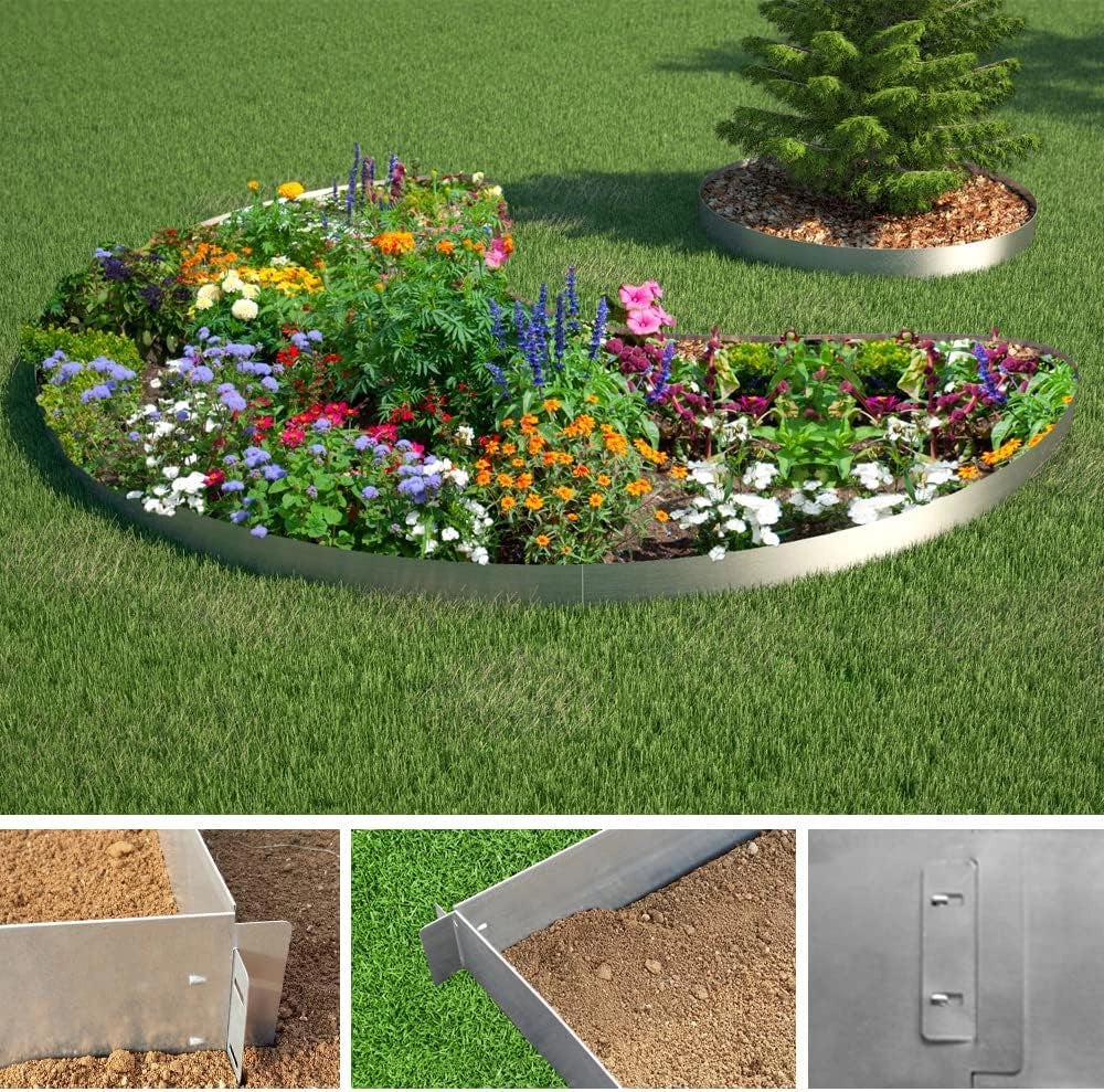 Elemento della bordura da giardino bordi per prato palizzata per prato 100x14cm 50m