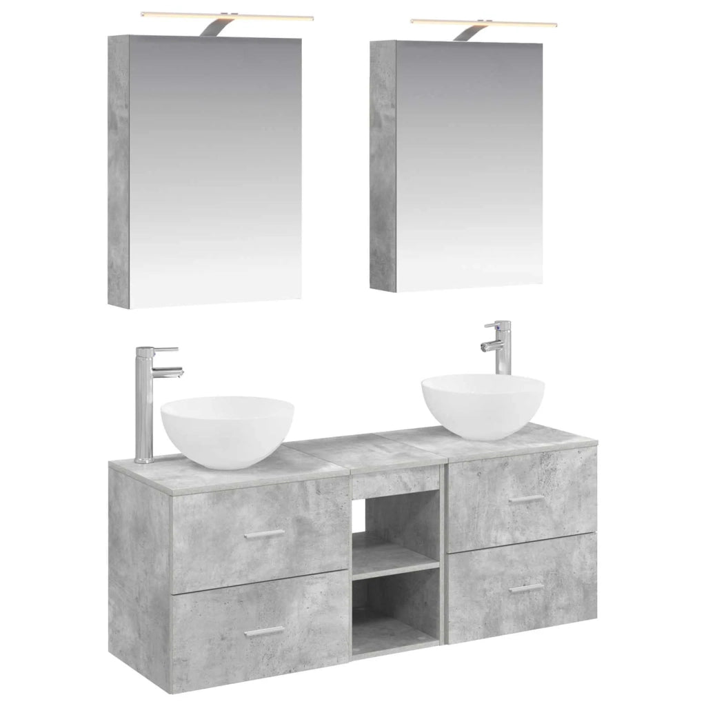 Set di mobili per il bagno 5 pcs Grigio Cemento 3406714