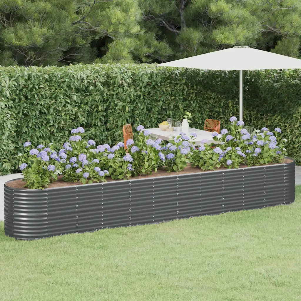 Vaso Giardino Acciaio Verniciato Polvere 440x80x68 cm Antracite cod mxl 64949