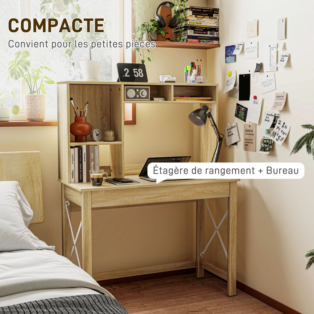 Scrivania con libreria e cassetti ¨C Zephmum ¨C Legno Rovere 100x50x