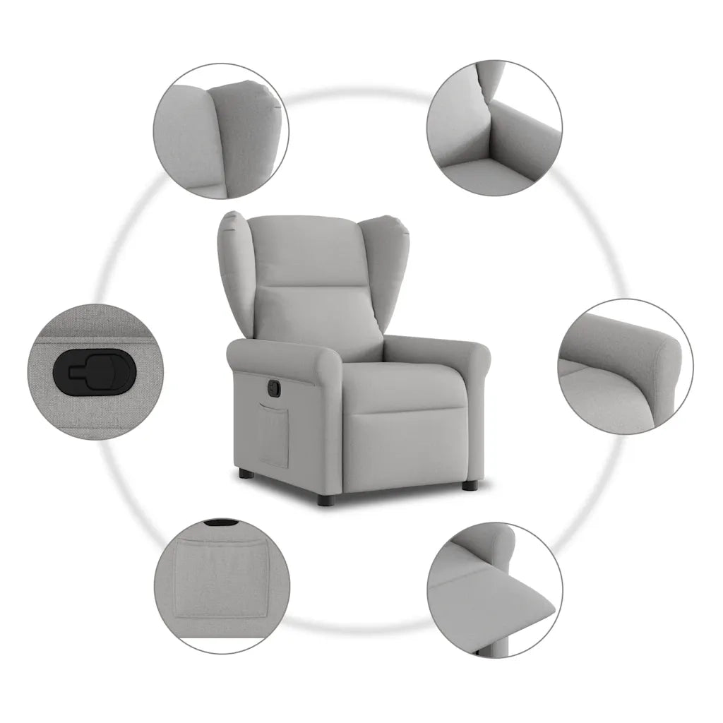 Poltrona Reclinabile in Tessuto Grigio Nuvola 4015665