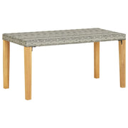 Panca da giardino arredo da esterno terrazza 120 cm resina intrecciata grigia e legno di acacia 02_0011202