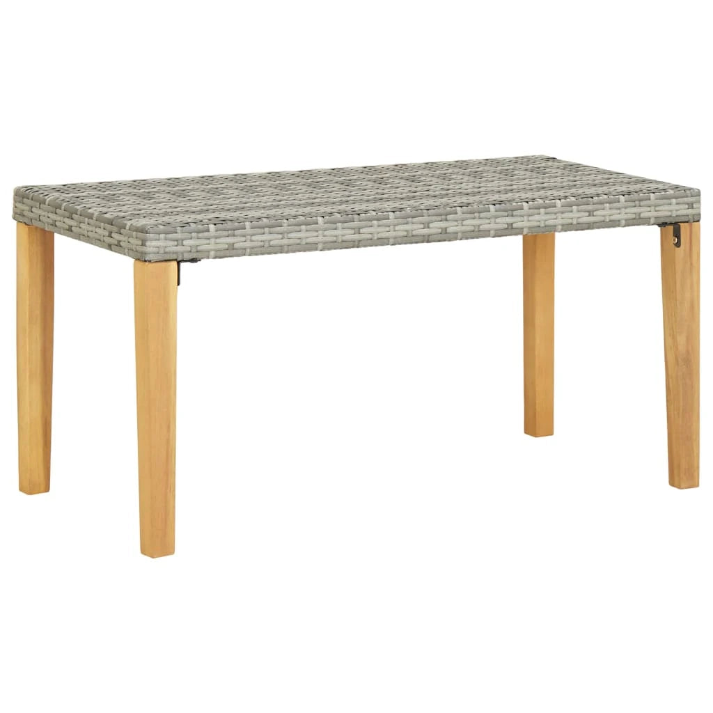 Panca da giardino arredo da esterno terrazza 120 cm resina intrecciata grigia e legno di acacia 02_0011202