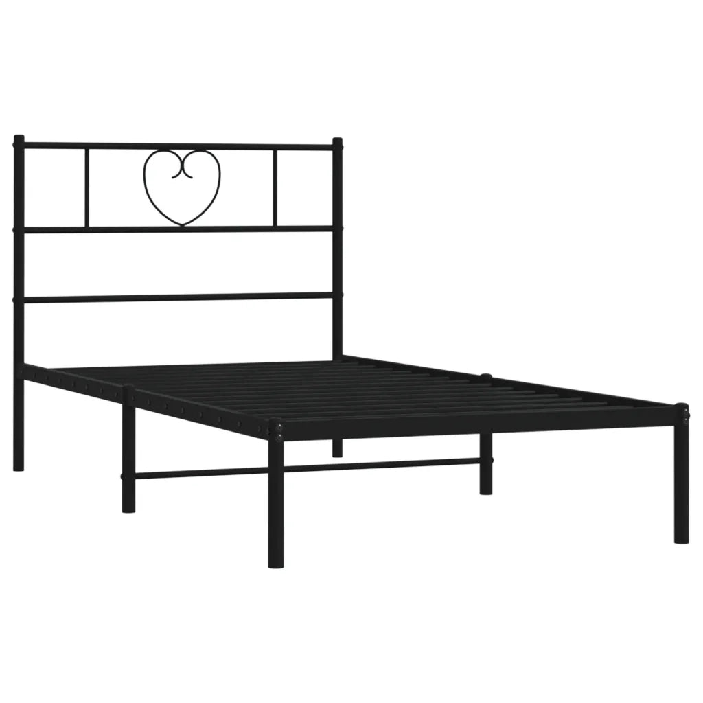 Giroletto con Testiera in Metallo Nero 90x190 cm 355455