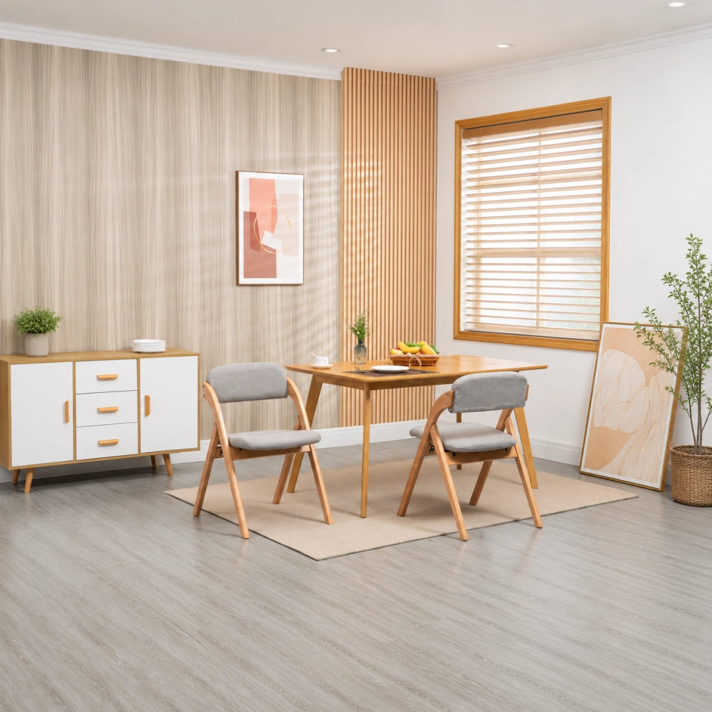 Set di 2 sedie pieghevoli 112x20x50 cm con seduta imbottita in legno grigio