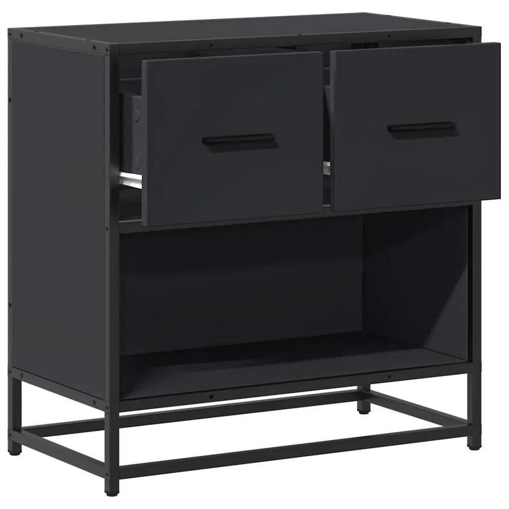 Comodino-Tavolino da notte Nero 60x31x60 cm in Legno Multistrato e Metallo