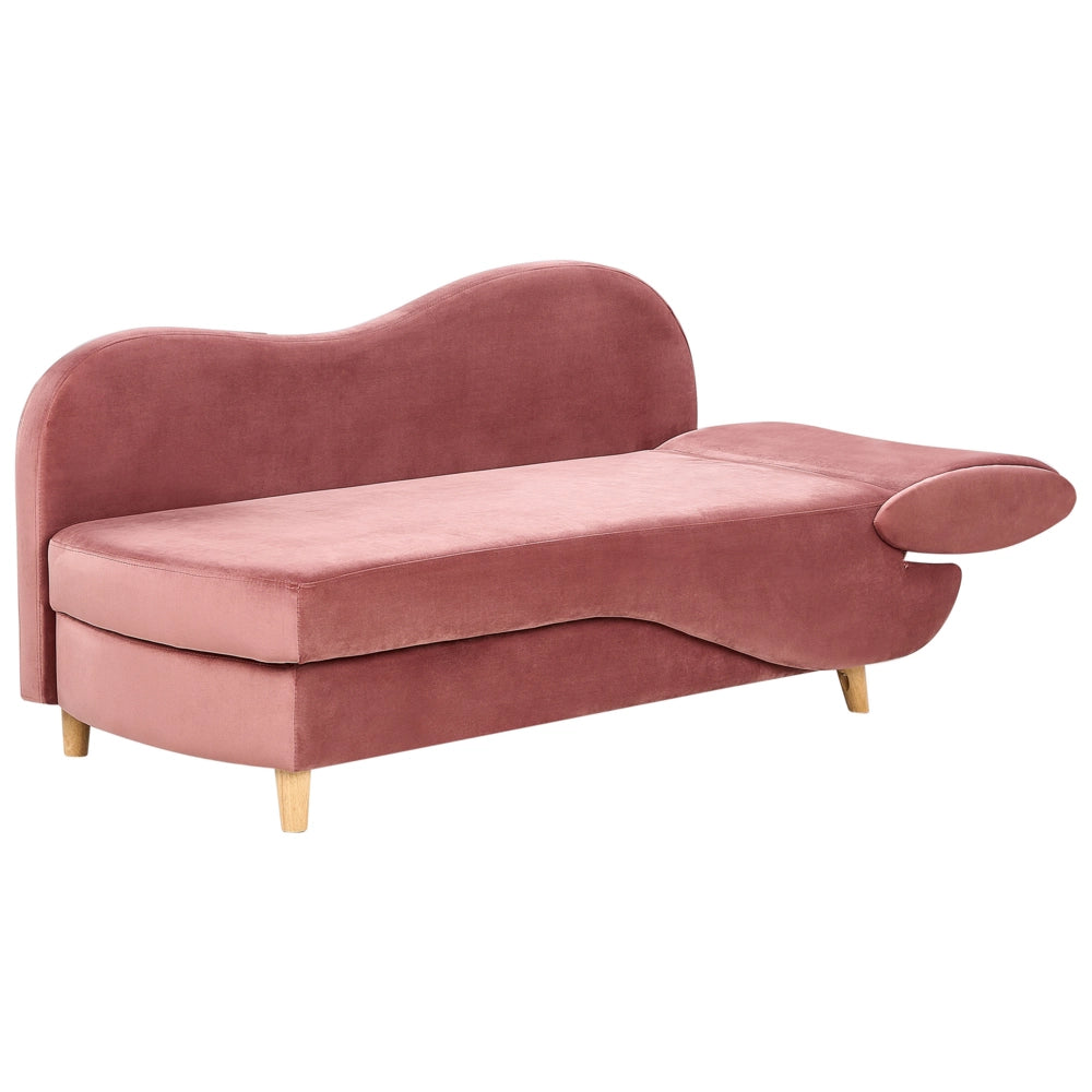 Chaise Longue in velluto grigio chiaro lato destro con contenitore stile moderno soggiorno