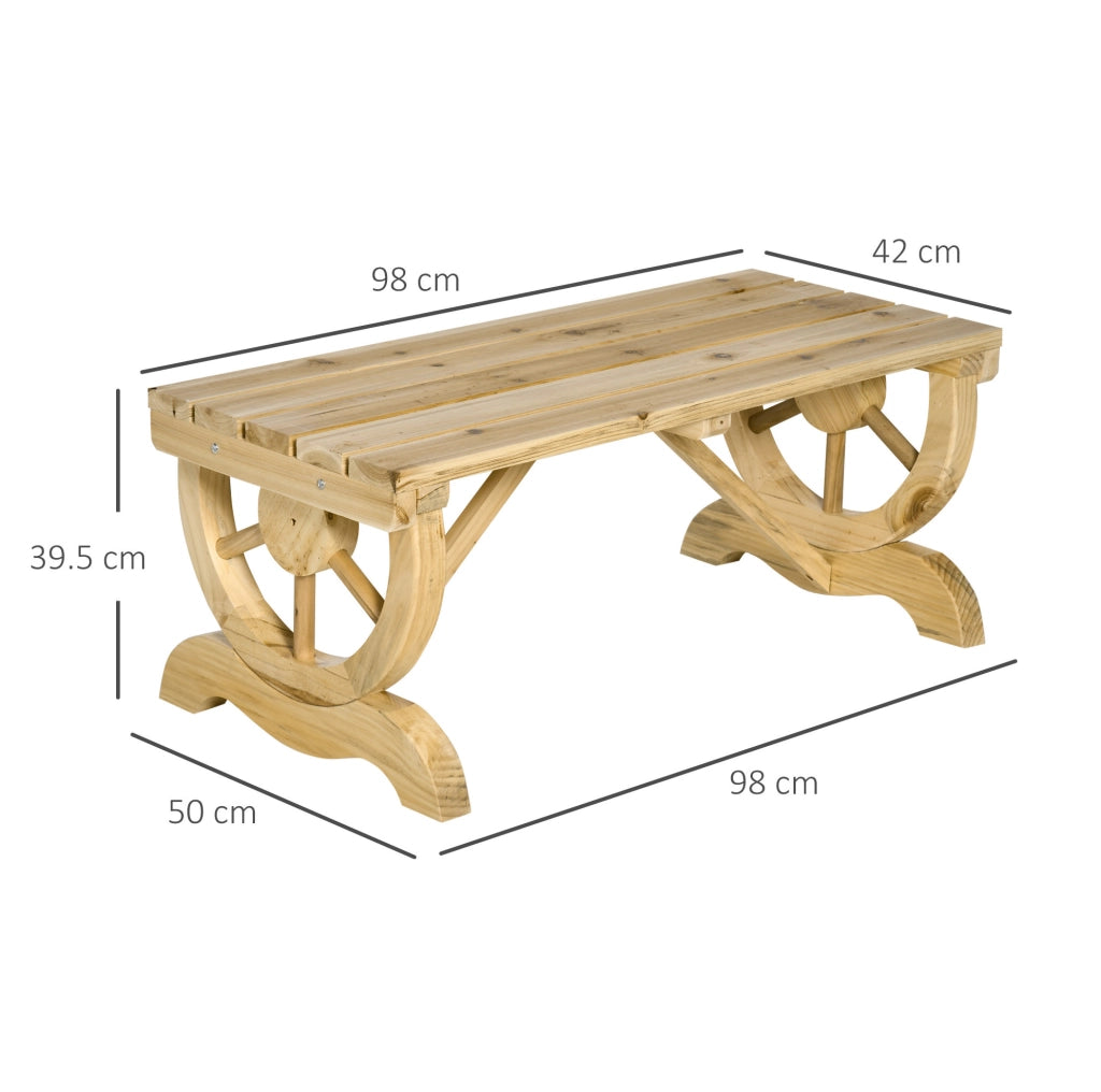 Panca da giardino rustica in legno naturale 98 x 50 x 39;5 cm; per 2 persone