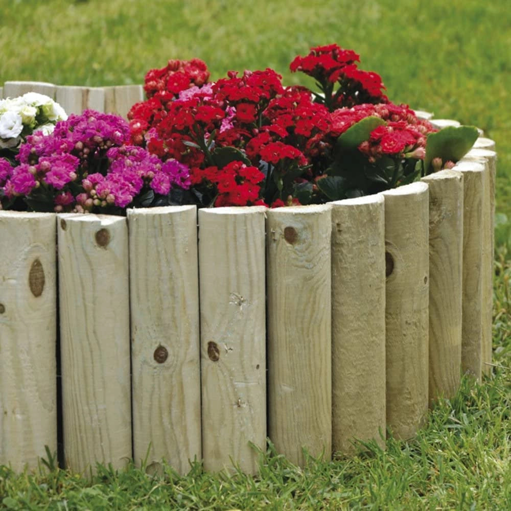 Bordura Giardino in Legno Bordaroll 5xH30xL200 cm – Bordo per Aiuole in Pino Impregnato Flessibile