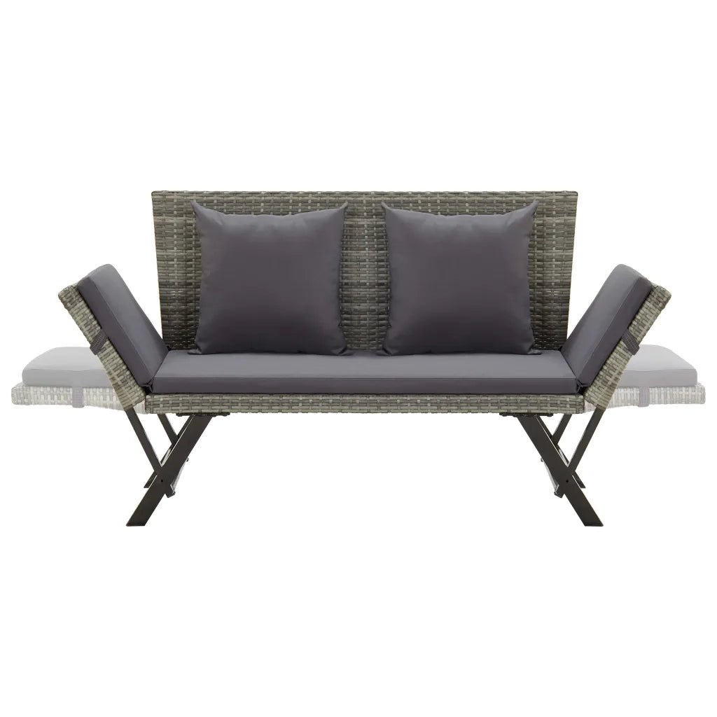 Panchina da Giardino | Panca da Giardino con Cuscini 176 cm in Polyrattan Grigio