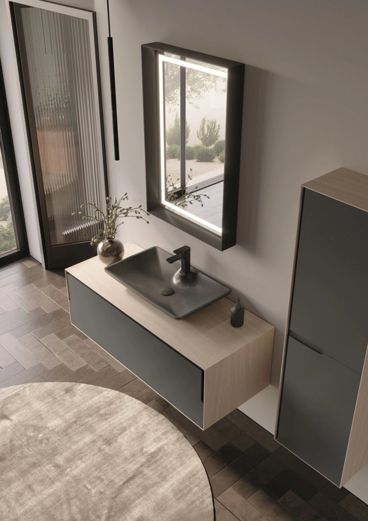 Specchio decorativo in legno "Craft 60 x 90 v2" - 60 x 10 x 90 cm - Antracite opaco