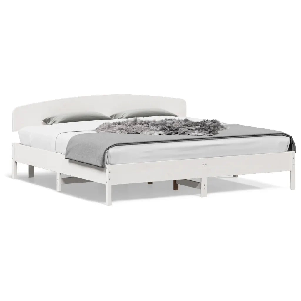 Letto matrimoniale | Letto per adulti | Giroletto senza Materasso Bianco 200x200 cm Legno Massello Pino