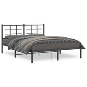 Letto matrimoniale | Letto per adulti | Giroletto con Testiera in Metallo Nero 150x200 cm