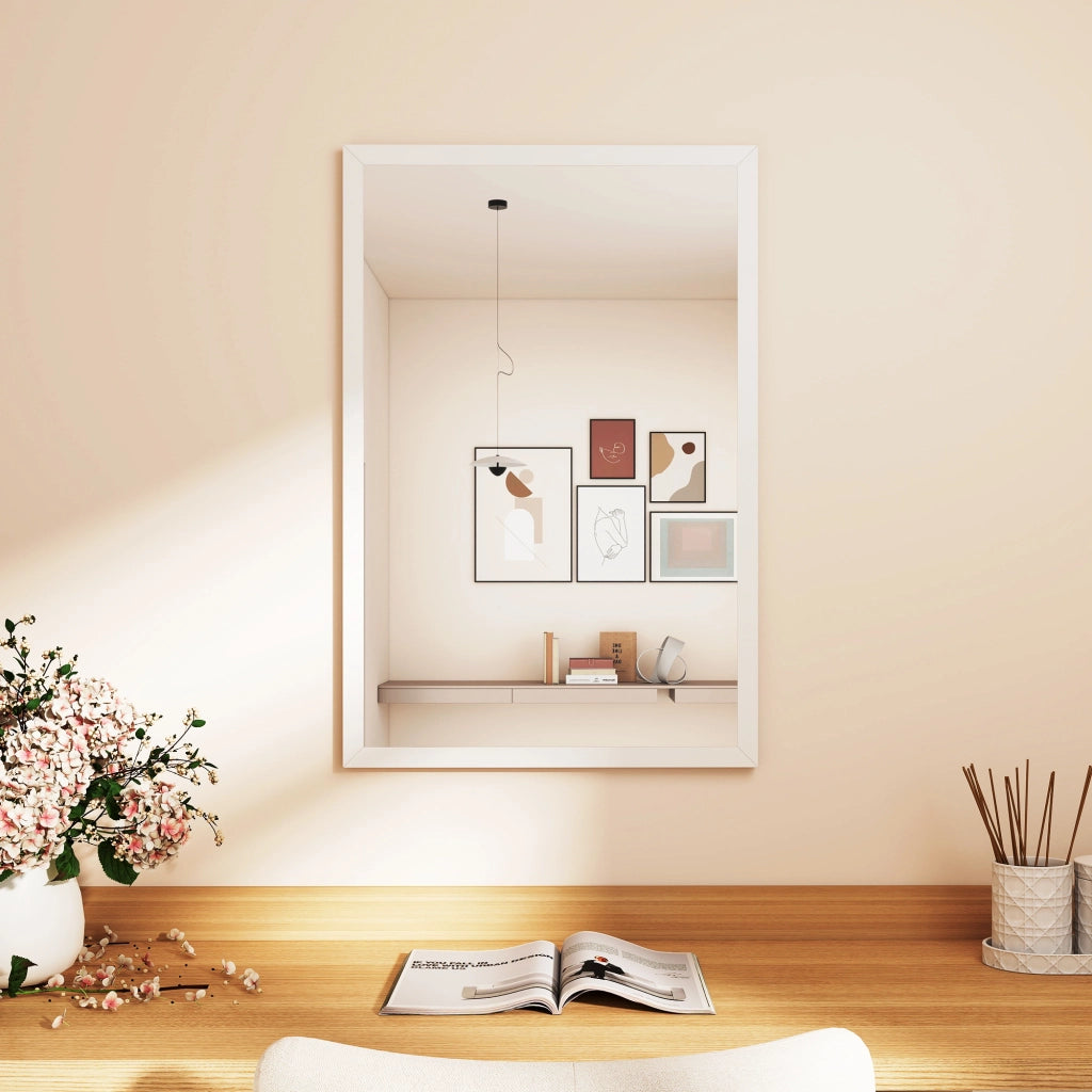 Specchio rettangolare da parete 60x40 cm ¨C Xylo ¨C Cornice in legno bianco