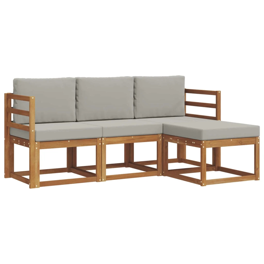 Set di divani da esterno 4 pcs Grigio Naturale e Chiaro 3366204