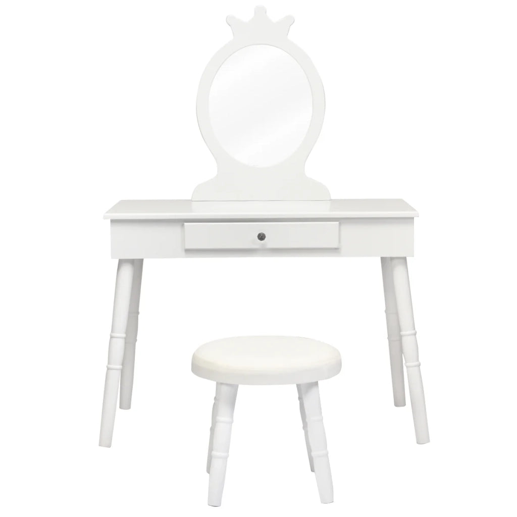 Toeletta per bambini con cassetto e sgabello 70 x 34 x 101 cm atmosfera accogliente seduta comoda MDF bianco 20_0011524