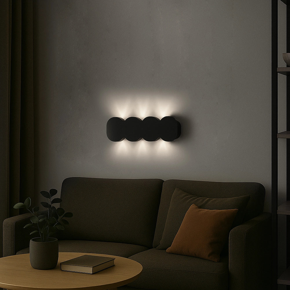 Applique da Muro LED 8 Luci Bianco Freddo Esterno Interno Alluminio 21x8x3 cm Nero