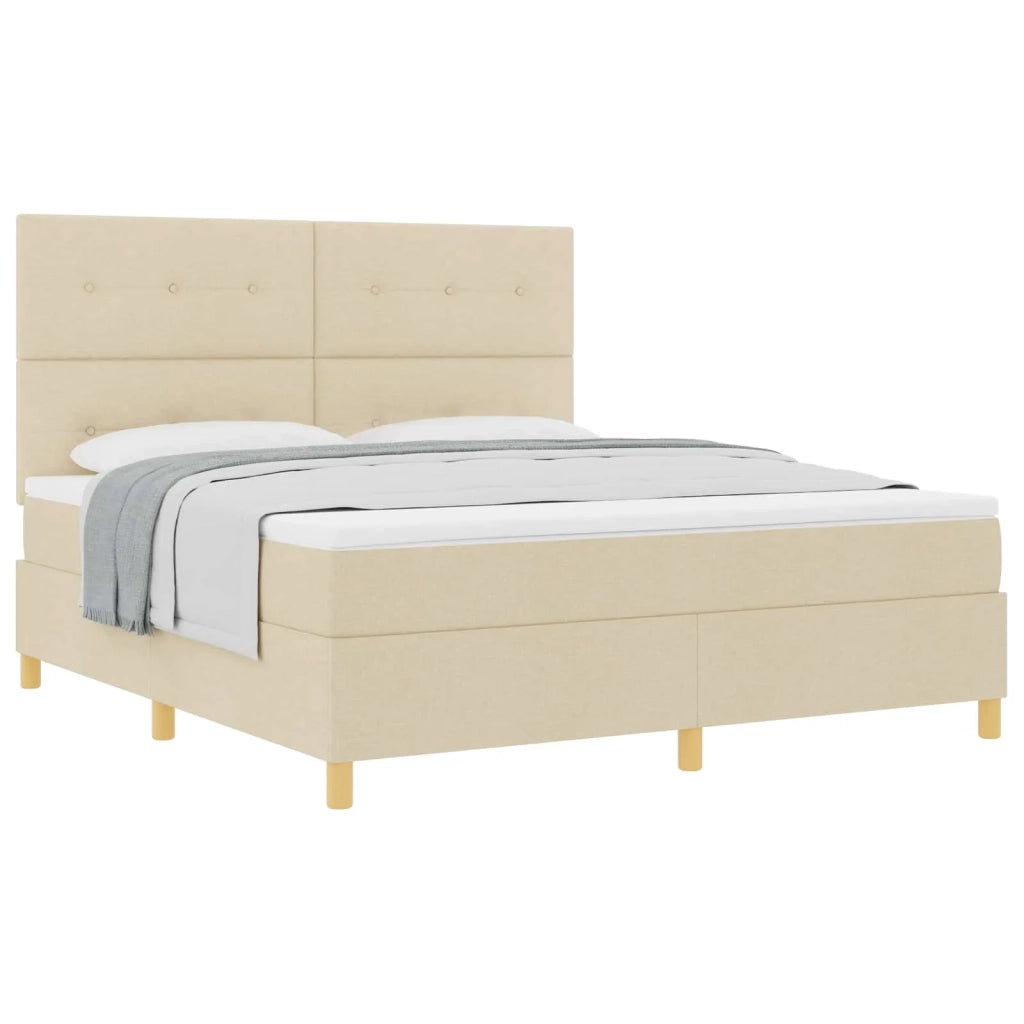 Letto a molle con materasso Crema 180 x 200 cm Tessuto 3339642