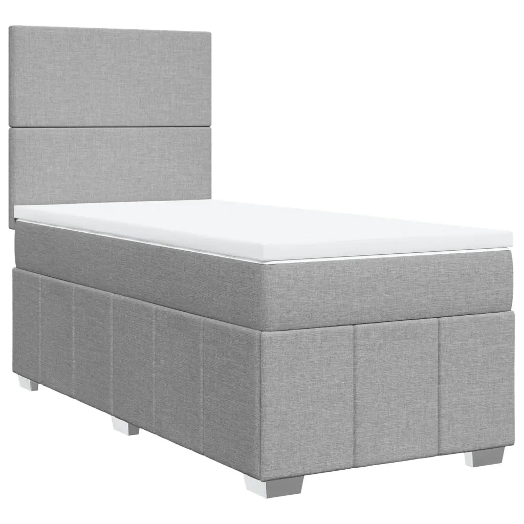vidaXL Giroletto a Molle con Materasso Grigio Chiaro100x200 cm Tessuto