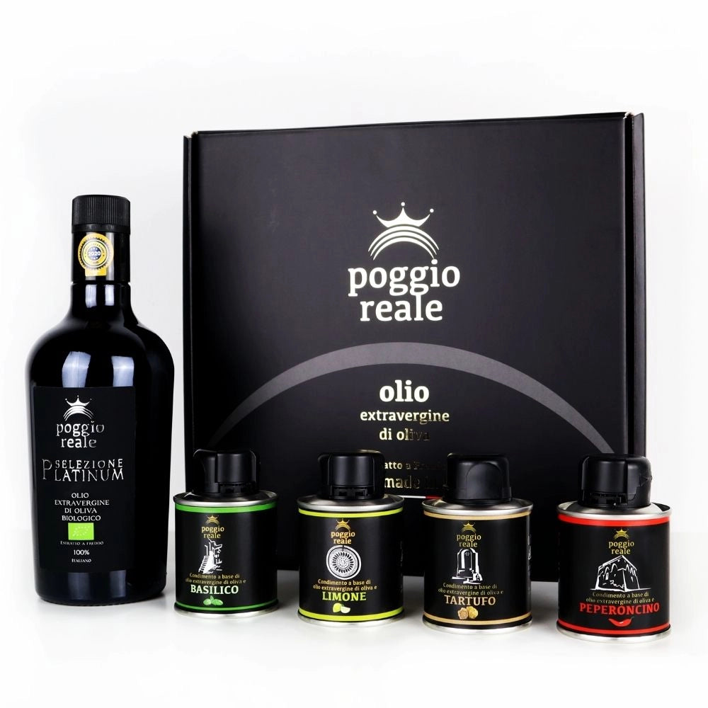 Poggio reale set condimento e olio extravergine di oliva platinum bio litri 0,5