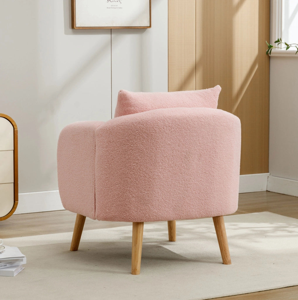 Divano singolo in tessuto Teddy con cuscino; 71x72x71 cm; rosa