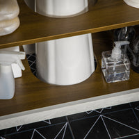 Mobile Sotto Lavabo Bagno 60x30x60 cm con Ripiano Interno Regolabile in Legno Bianco e color Noce