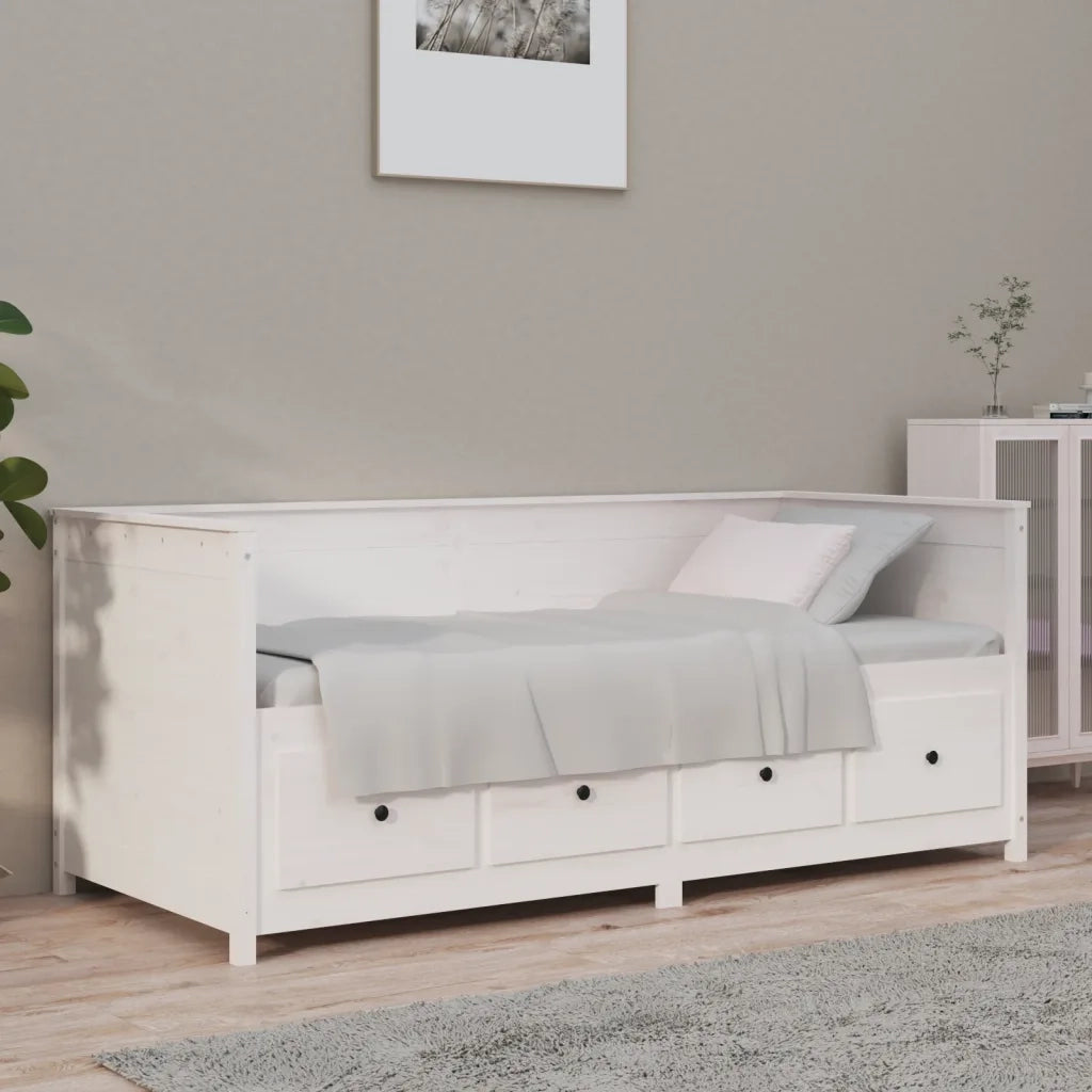 Dormeuse senza Materasso Bianca 90x190 cm Legno Massello Pino 820912