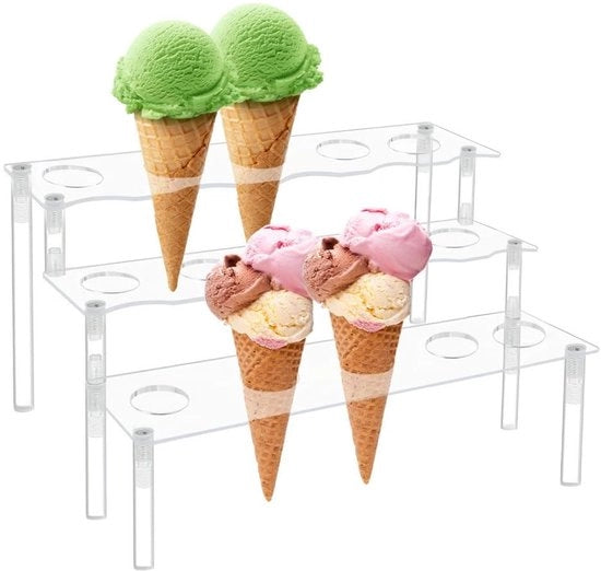 Sostegno per gelato 3 strati - 15 fori - Standard gelato in acrilico - Transparenza - Materiale per festa e buffet