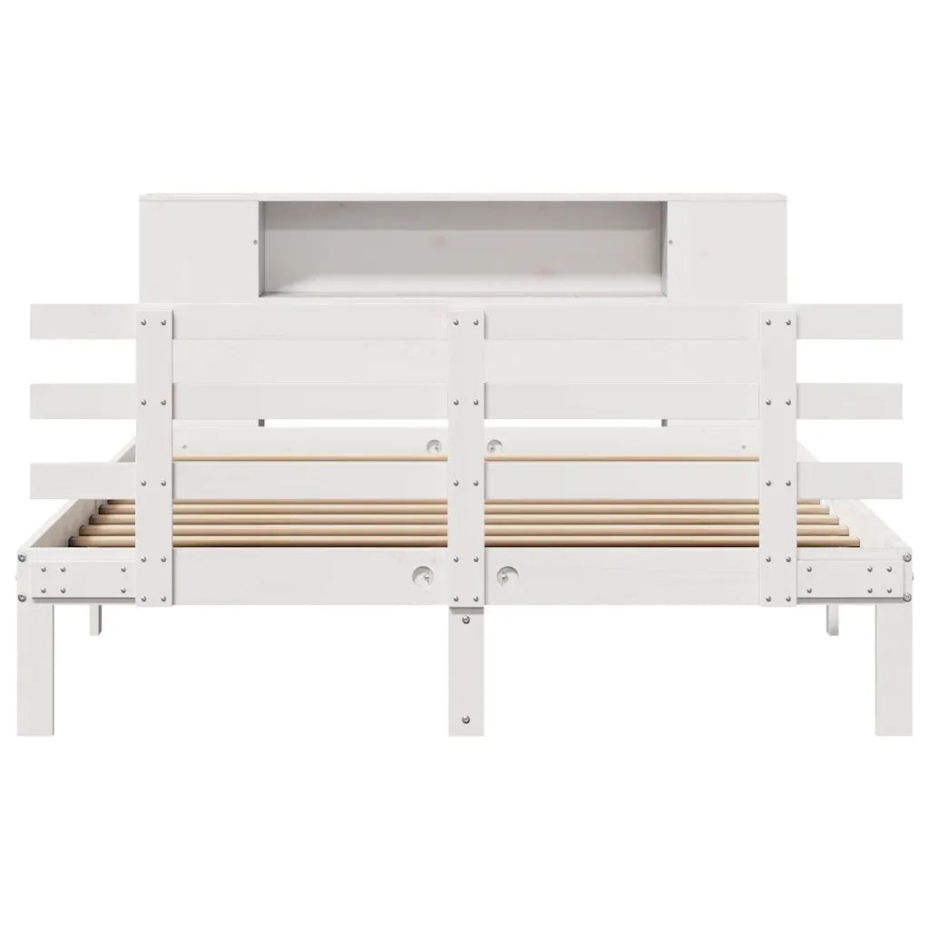Letto Libreria senza Materasso Bianco 140x200 cm Legno di Pino 3322711