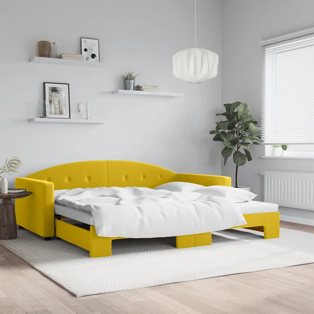 Divano Letto con Letto Estraibile Giallo 100x200 cm in Velluto 3197313