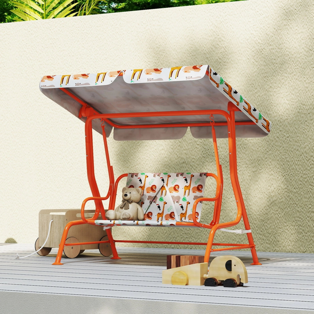 Dondolo per Bambini Altalena da Giardino 2 Posti 112x75x120cm Arancione