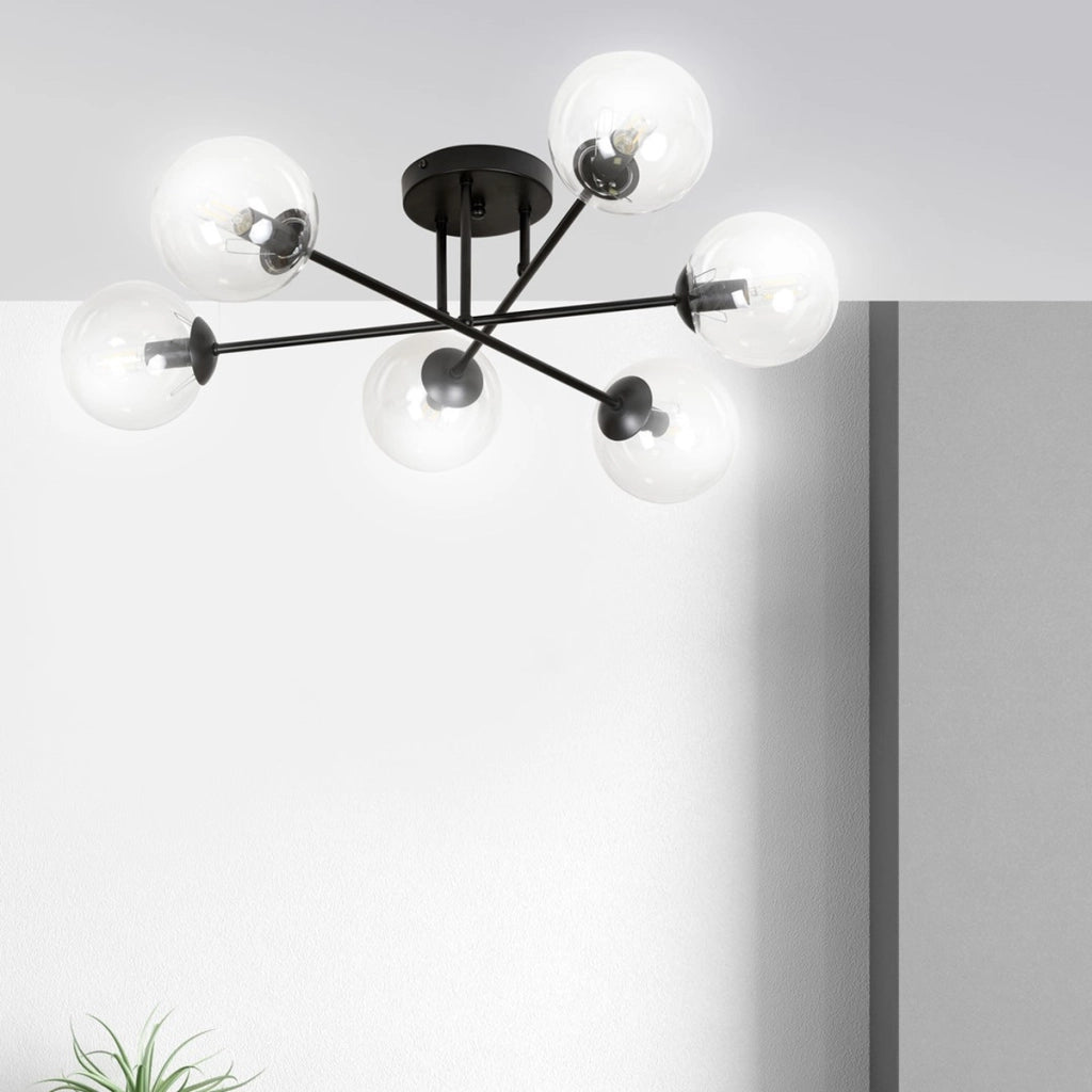 Lampada a sospensione Brendi in acciaio nero opaco e vetro