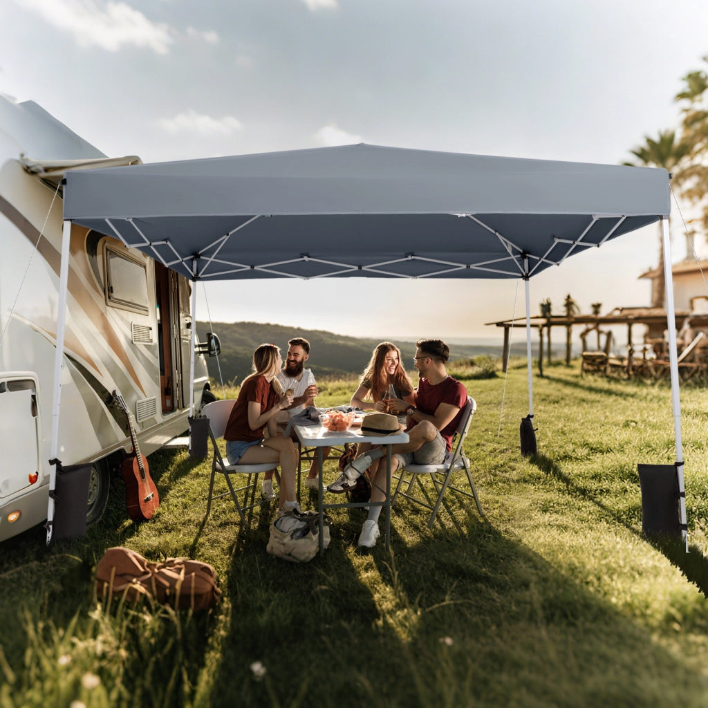 Gazebo da esterno pieghevole regolabile in altezza, Gazebo pop up con 4 sacchi di sabbia e borsa da trasporto Grigio