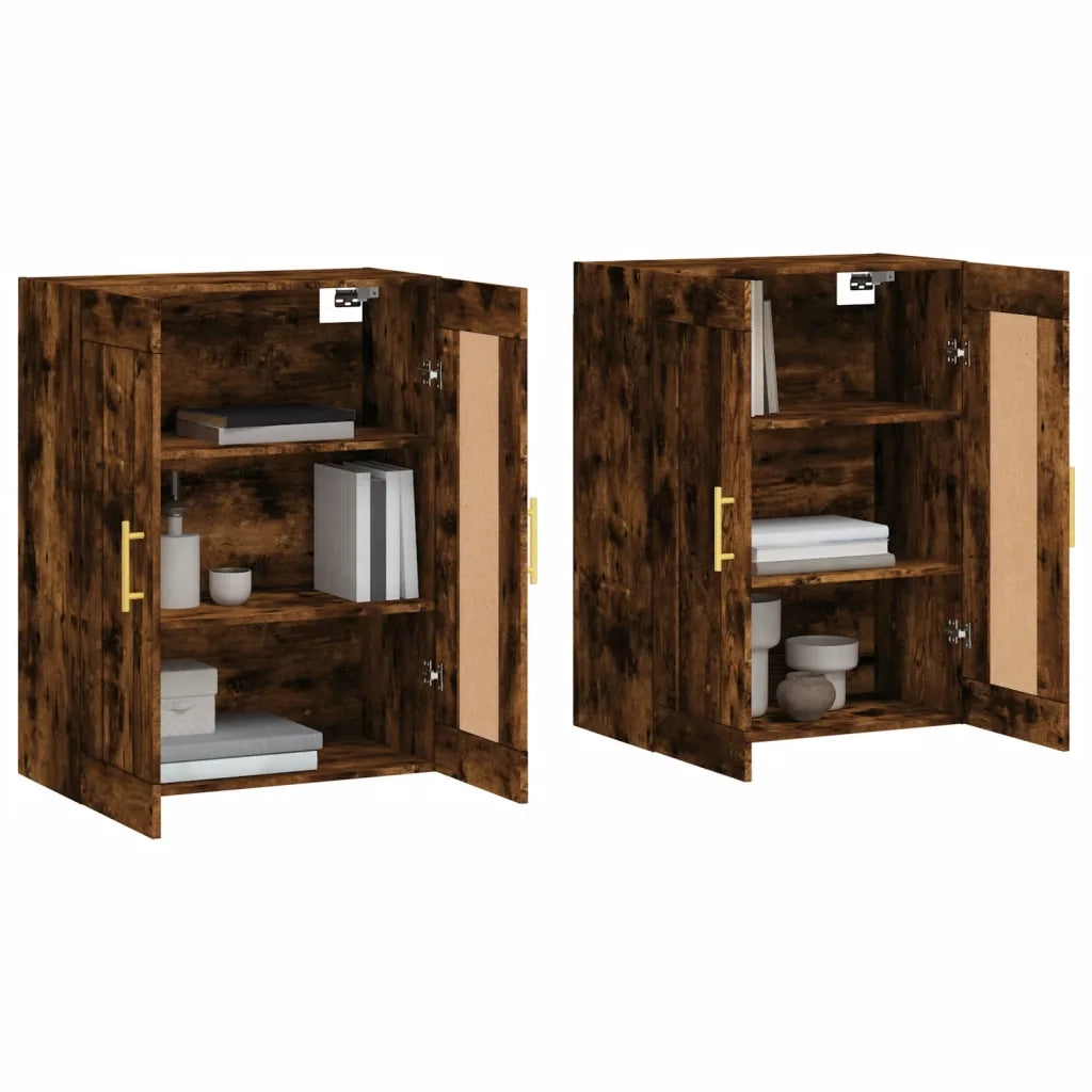 Armadietti a Parete 2 pz Rovere Fumo in Legno Multistrato 3198006