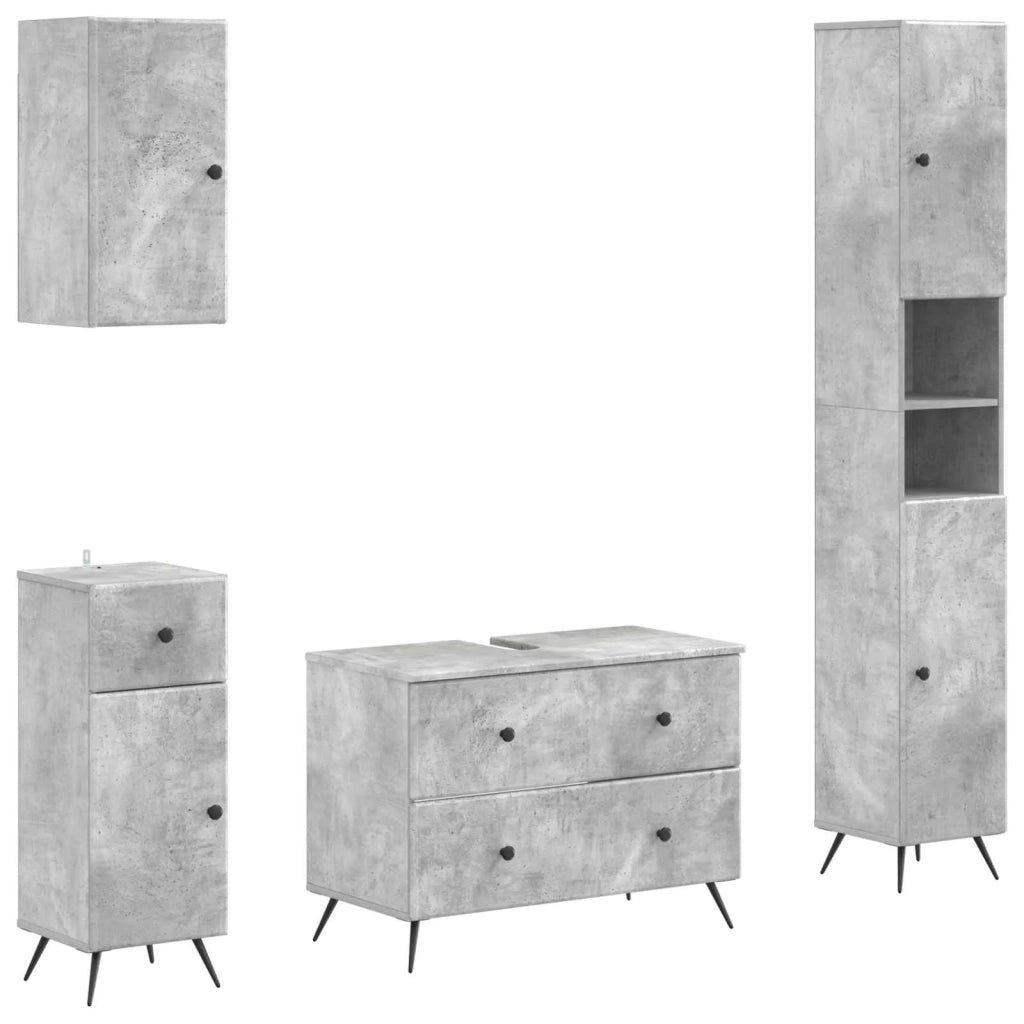 Set di Mobili da Bagno da 4 Pezzi BREDA Grigio Cemento 3417966